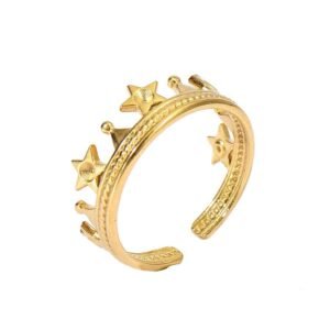 anillos abiertos de acero inoxidable 304 con forma de corazón y estrella de ojo de diablo retro, venta al por mayor