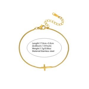 pulsera minimalista con diseño de cruz, ideal para uso diario y unisex.