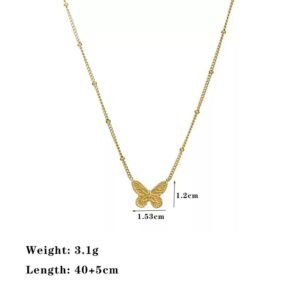 collar de acero de titanio con relieve de mariposa